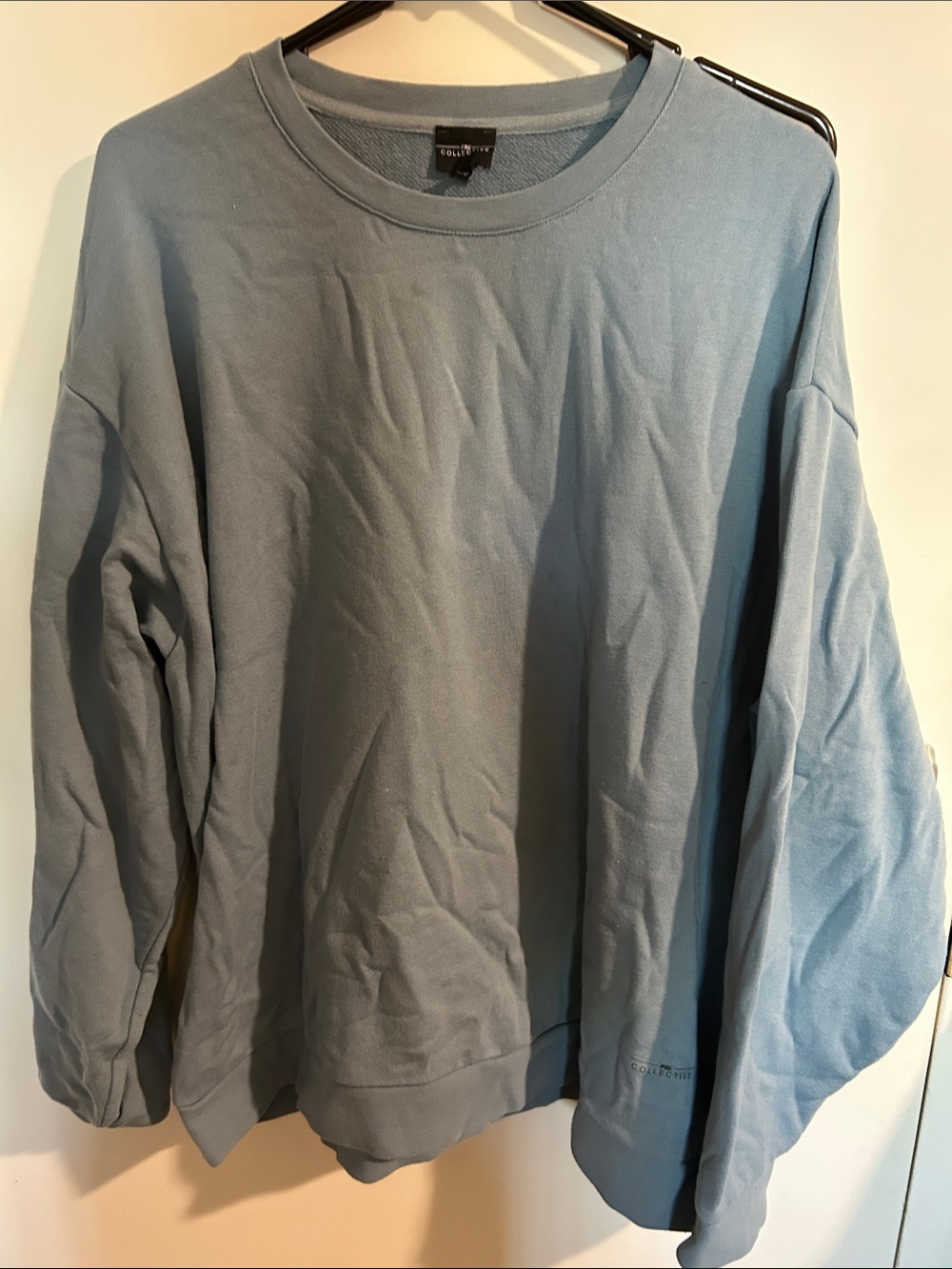 Cotton-Blend Light Blue Crewneck Sweatshirt by Hollister